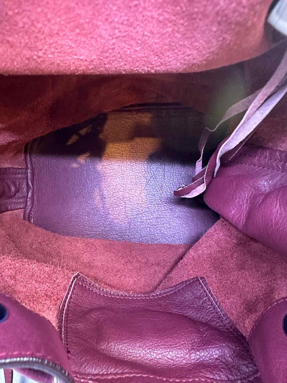 BALENCIAGA Papier Maroon Leather Solid Handbag