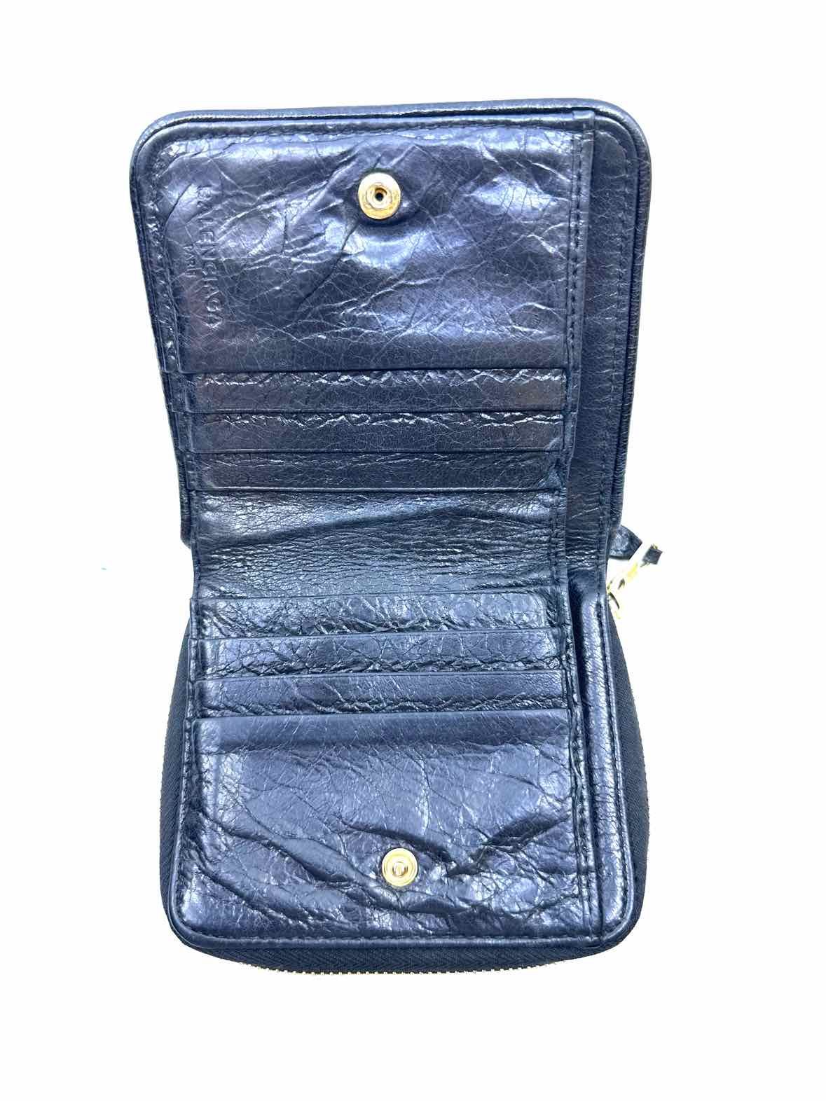 BALENCIAGA Black Leather Solid Wallet
