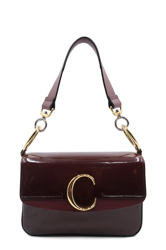 Small Chloe C Double Carry Bag Spazzolato Maroon