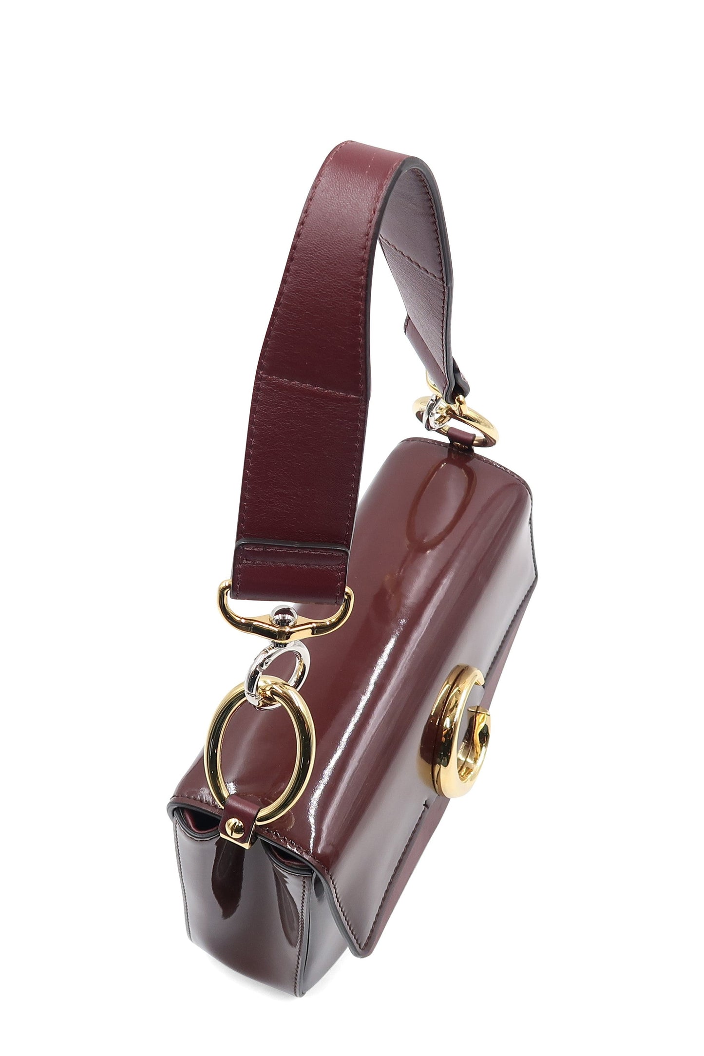 Small Chloe C Double Carry Bag Spazzolato Maroon