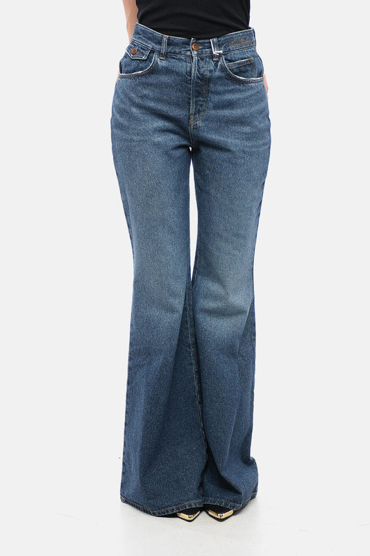 Chloe Cotton Flared Fit Denims 32cm 32 Blue
