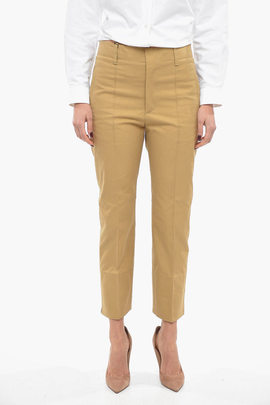 Bottega Veneta Cotton Front-pleated Tapered Fit Pants Brown