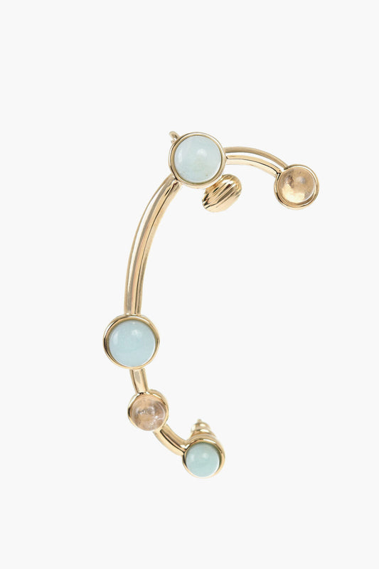 Chloe Crawler Single Earring with Quartz Details Blu,Oro