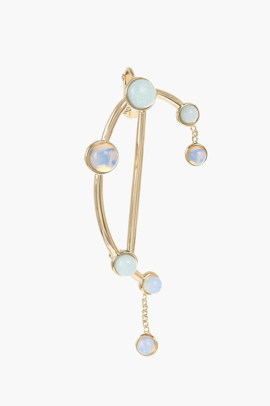 Chloe Crawler Single Earring with Quartz Details Blu,Oro