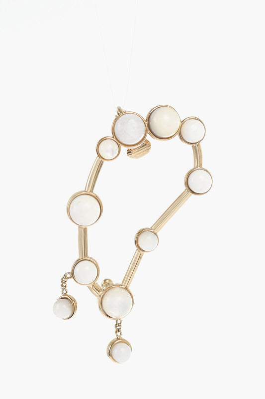 Chloe Crawler Single ZODIAC Earring with Stone Details Bianco,Oro