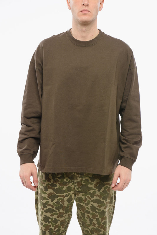 Bottega Veneta Crew Neck Cotton T-Shirt with Cuffs Brown