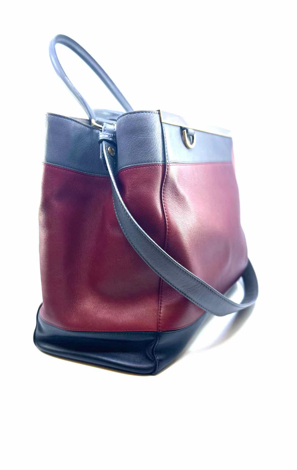 FENDI Maroon, Grey Leather Geometric Handbag