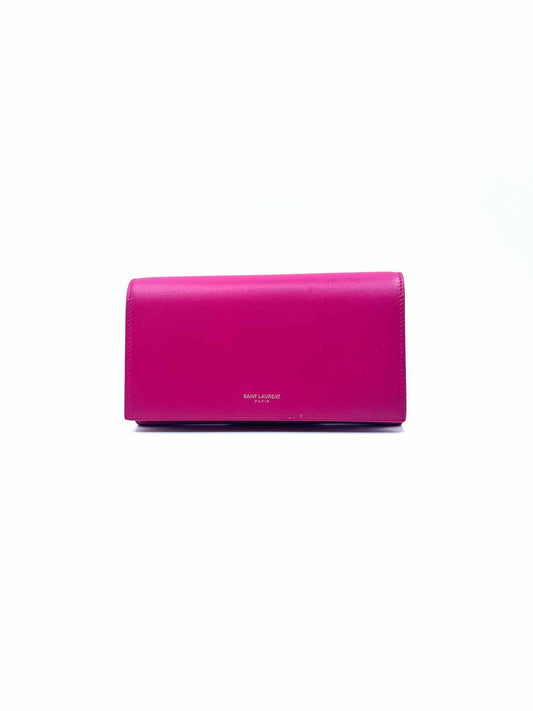 SAINT LAURENT Hot Pink Leather Wallet
