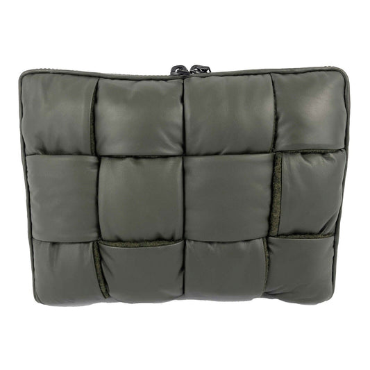 BOTTEGA VENETA - Padded Maxi Intrecciato Woven Laptop Pouch - Green Clutch - NWT