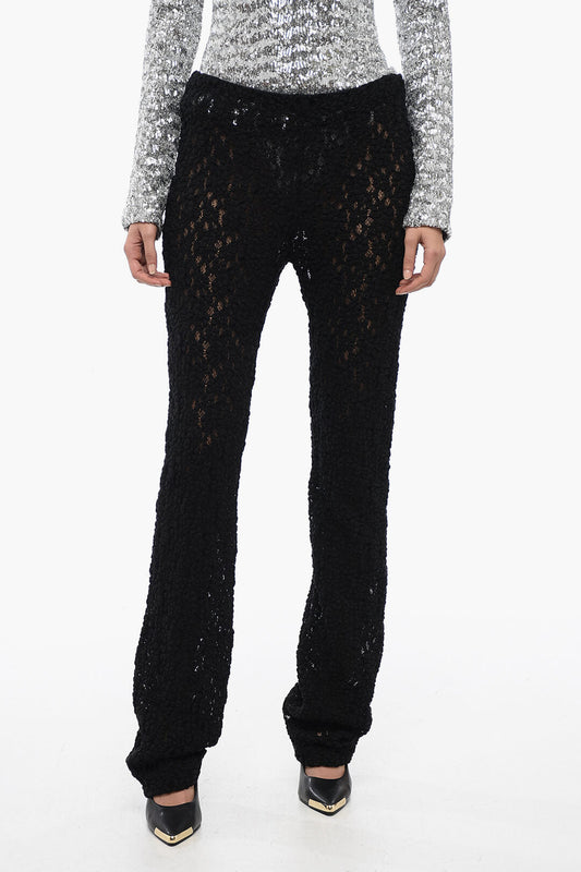 Chloe Embroidered Pants with Flared Leg 44 Black