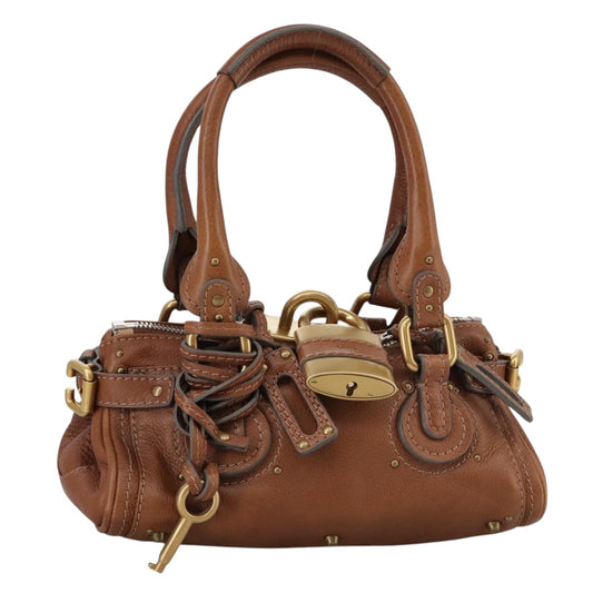 Chloe Mini Paddington Hand Bag Leather Brown Gold Silver ep6827