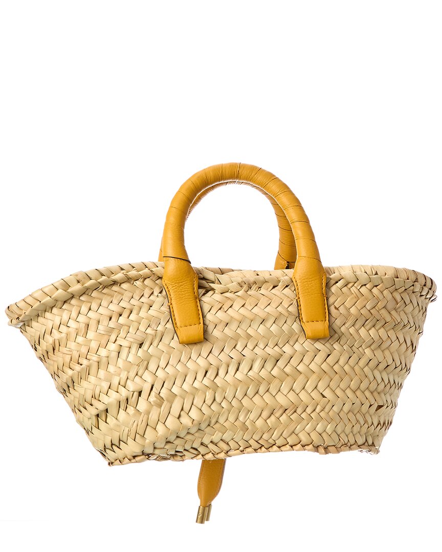 Chloe Marcie Mini Raffia & Leather Tote