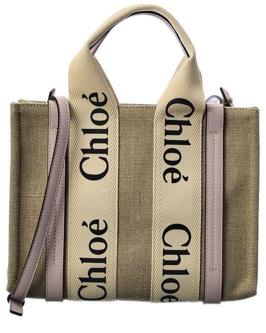 Chloe Woody Small Canvas & Leather Tote