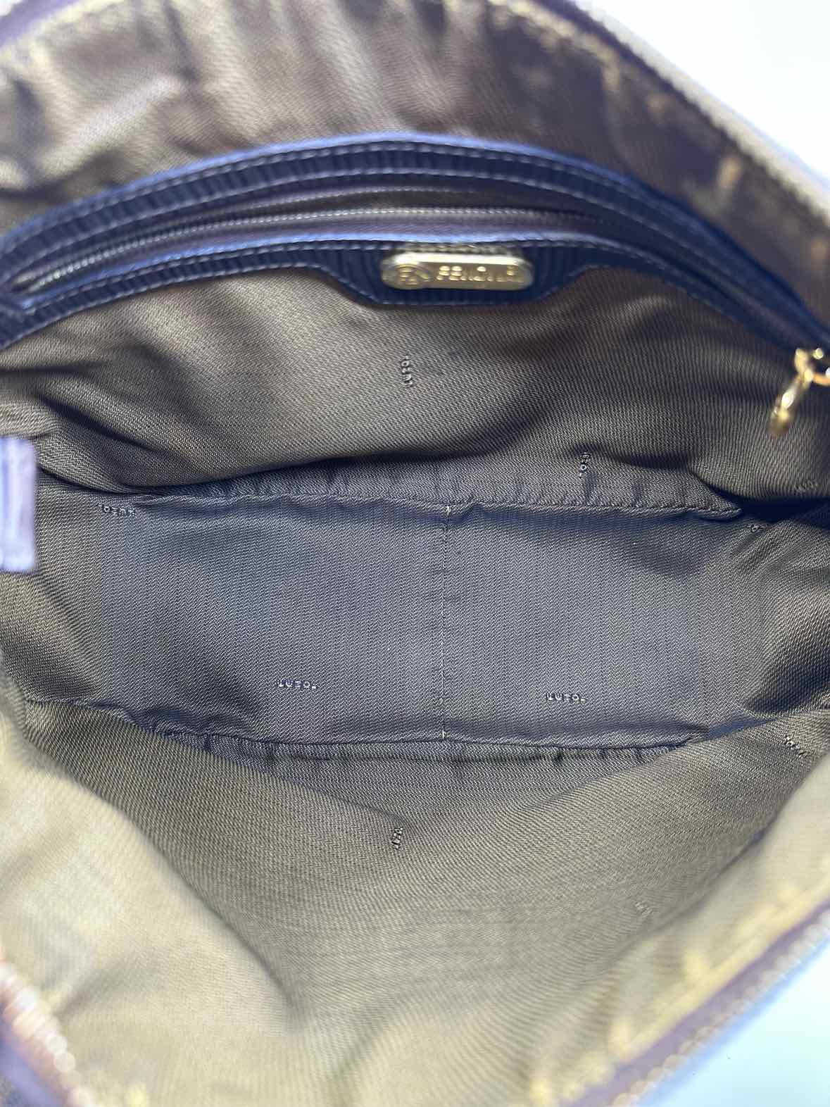 FENDI Brown Leather Solid Epi Handbag