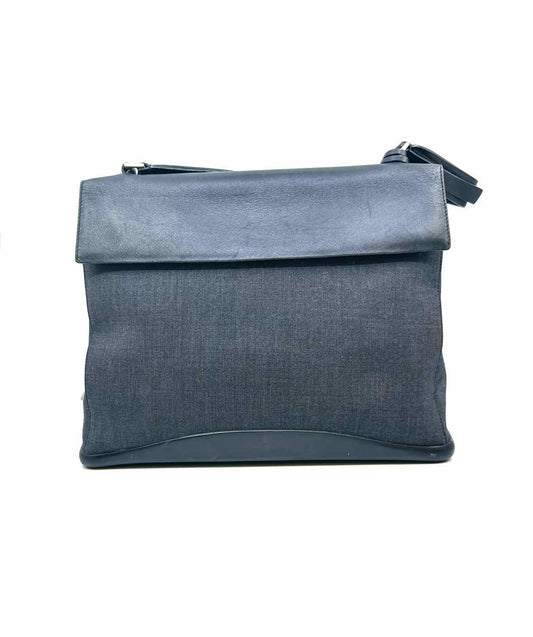 PRADA Black, grey Leather Canvas Solid Handbag