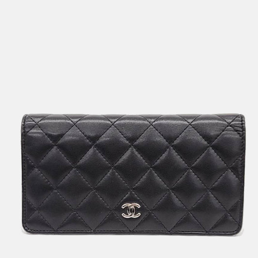 Chanel Black Lambskin Long Wallet
