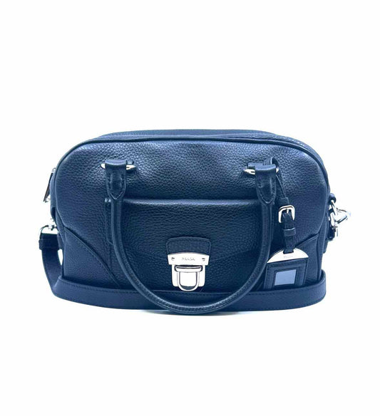 PRADA Black Leather Solid Handbag