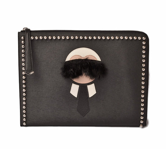 Fendi Karlito Clutch Bag/Second Bag Black/Silver