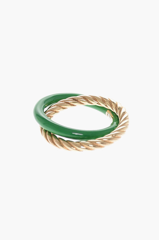 Bottega Veneta Golden-Effect Double Rings 13 Oro,Verde