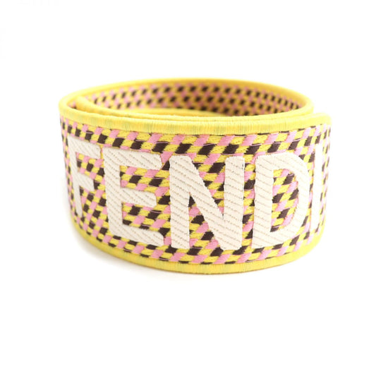 Fendi Embroidered Logo Canvas Leather Strap