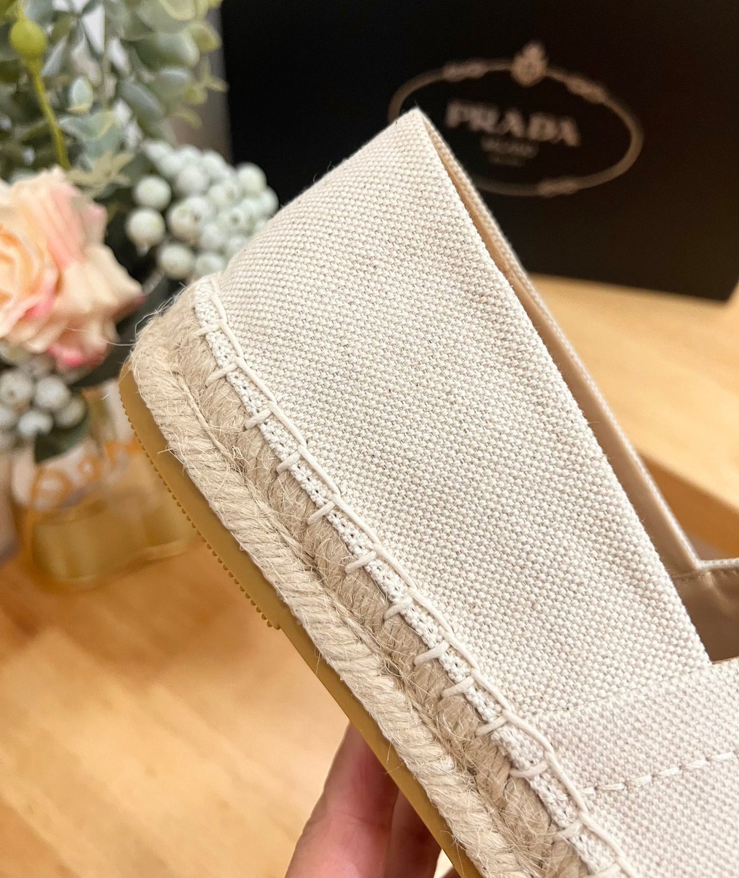 PRADA espadrilles beige canvas
