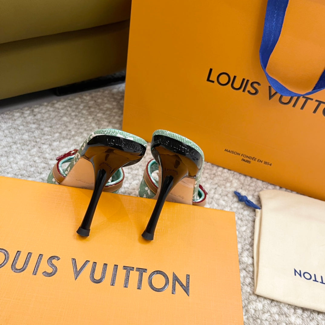 Louis Vuitton neo revival 90 green monogram denim calfskin