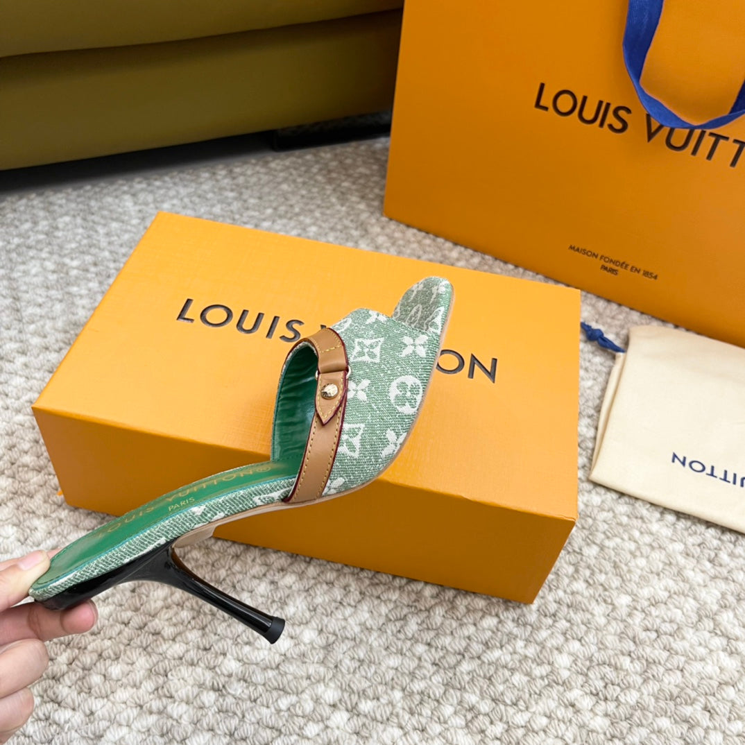 Louis Vuitton neo revival 90 green monogram denim calfskin