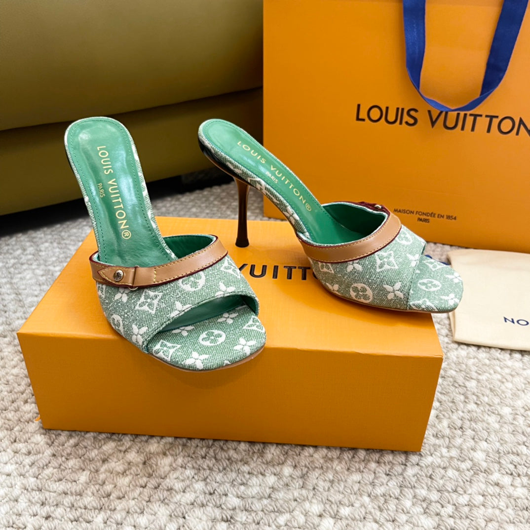 Louis Vuitton neo revival 90 green monogram denim calfskin