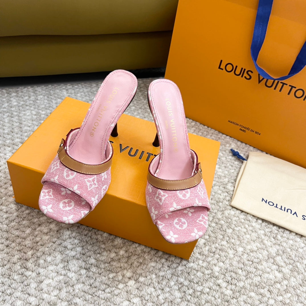 Louis Vuitton neo revival 90 pink monogram denim calfskin