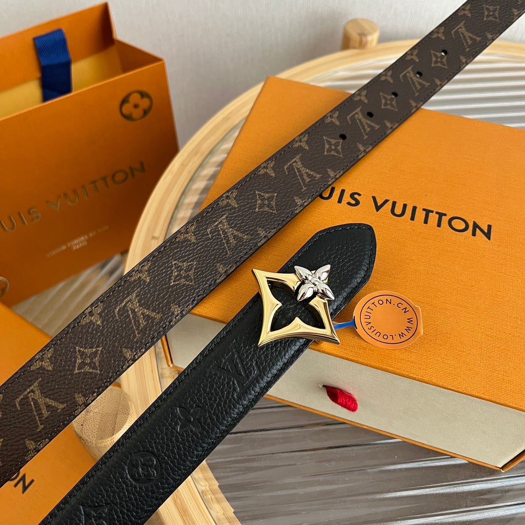 Louis Vuitton Flowergram 30mm Reversible Belt Black Brown Empreinte Calfskin