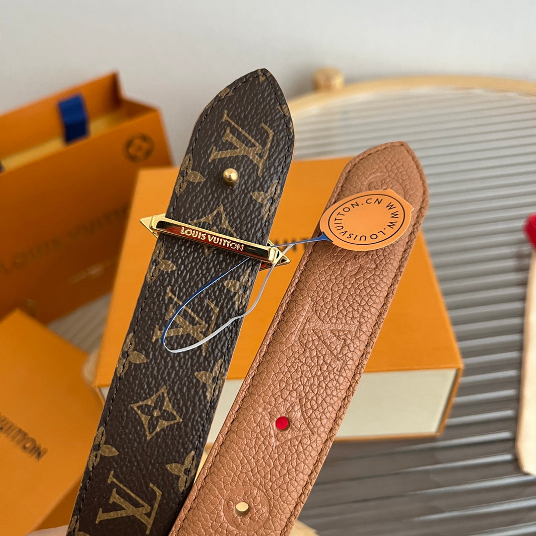 Louis Vuitton Flowergram 30mm Reversible Belt Brown Empreinte Calfskin