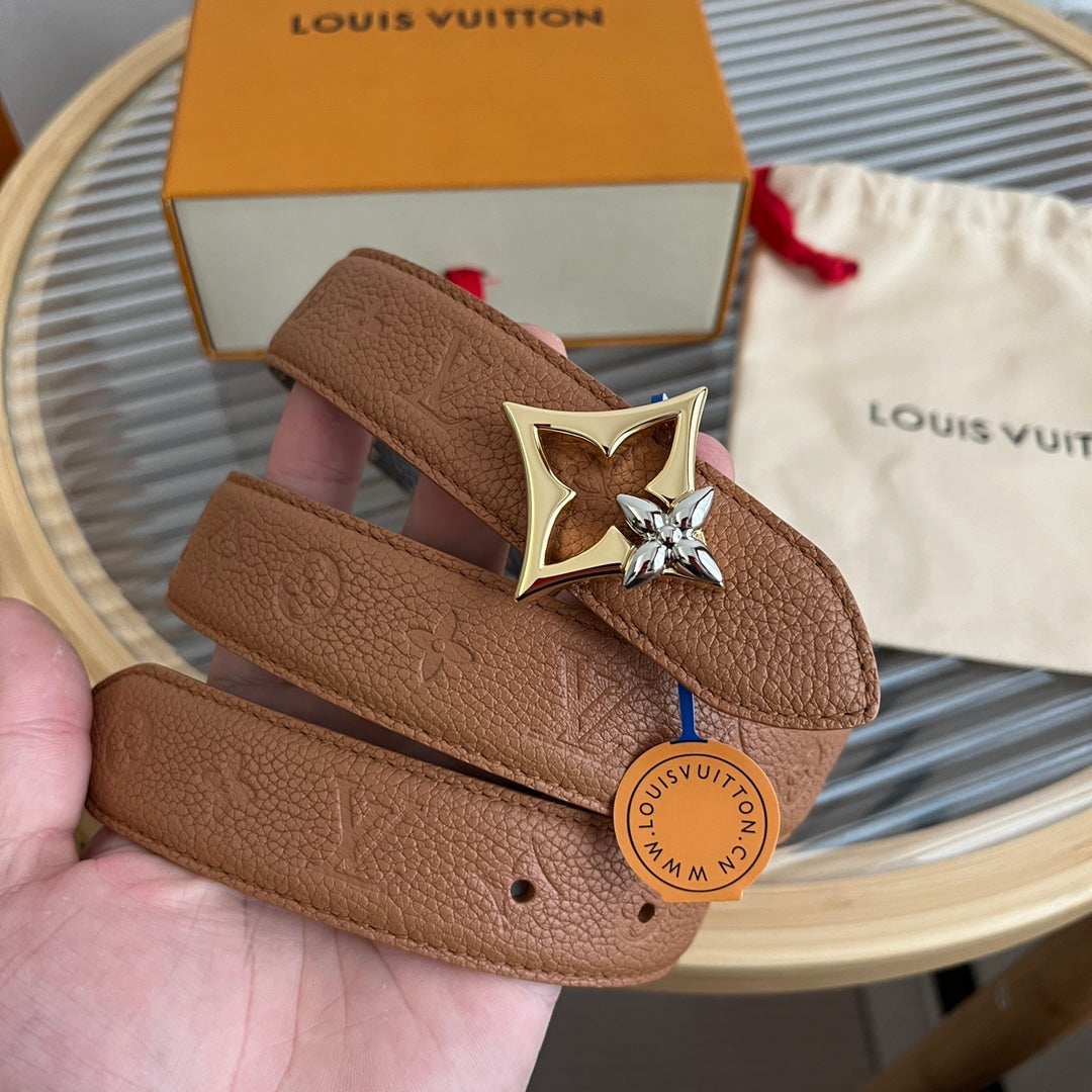 Louis Vuitton Flowergram 30mm Reversible Belt Brown Empreinte Calfskin