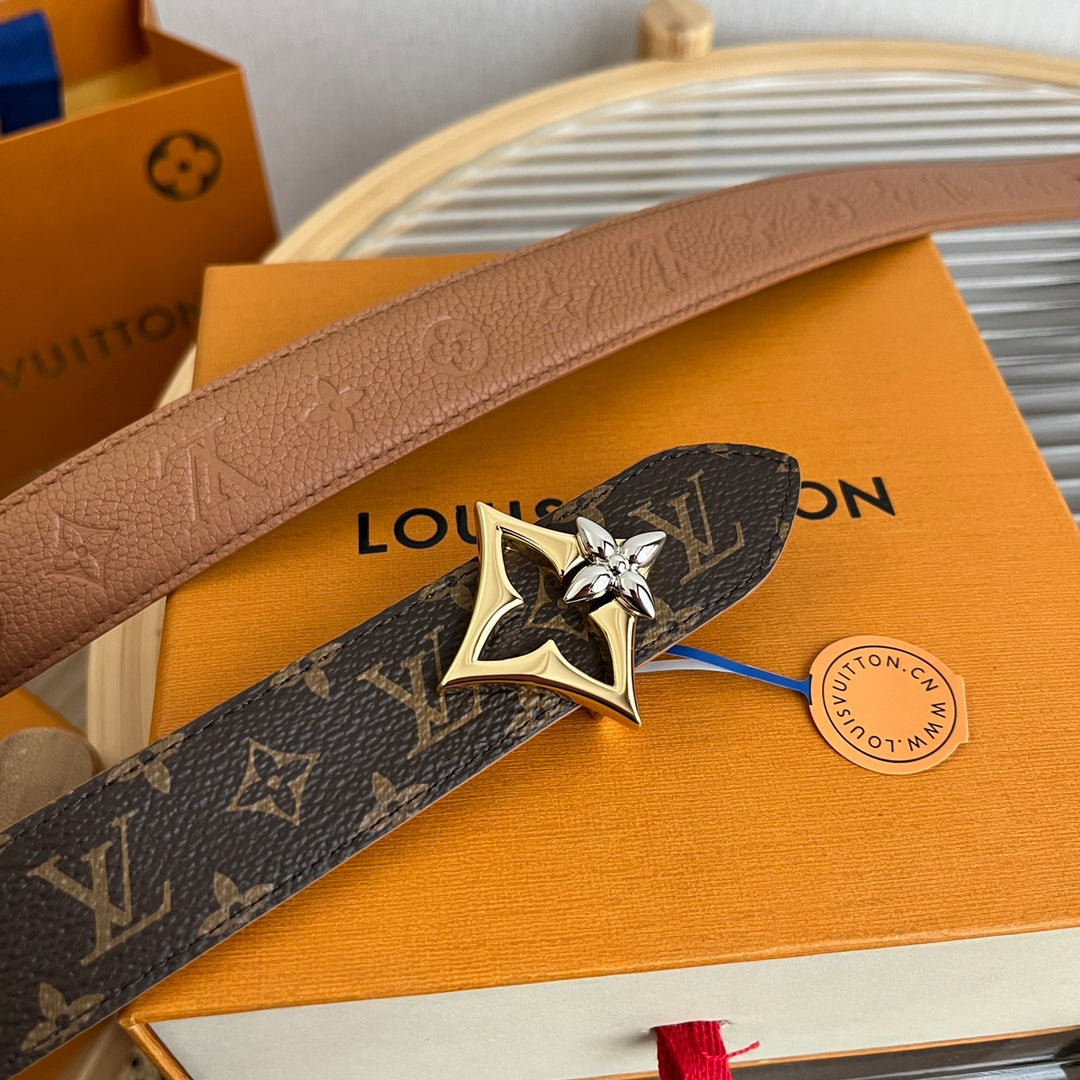 Louis Vuitton Flowergram 30mm Reversible Belt Brown Empreinte Calfskin
