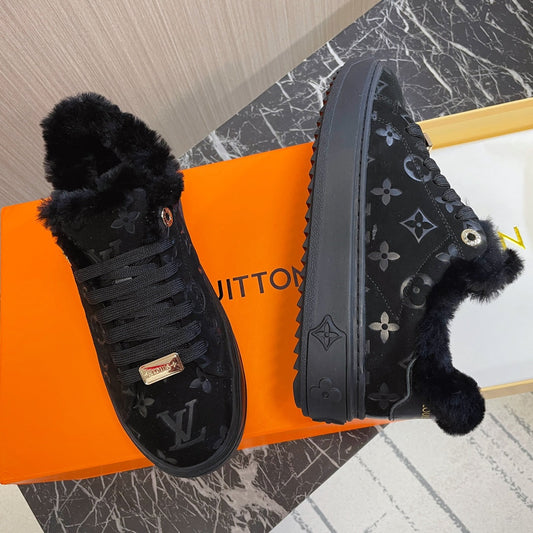 Louis Vuitton Time Out Sneaker 40mm Black Monogram Suede
