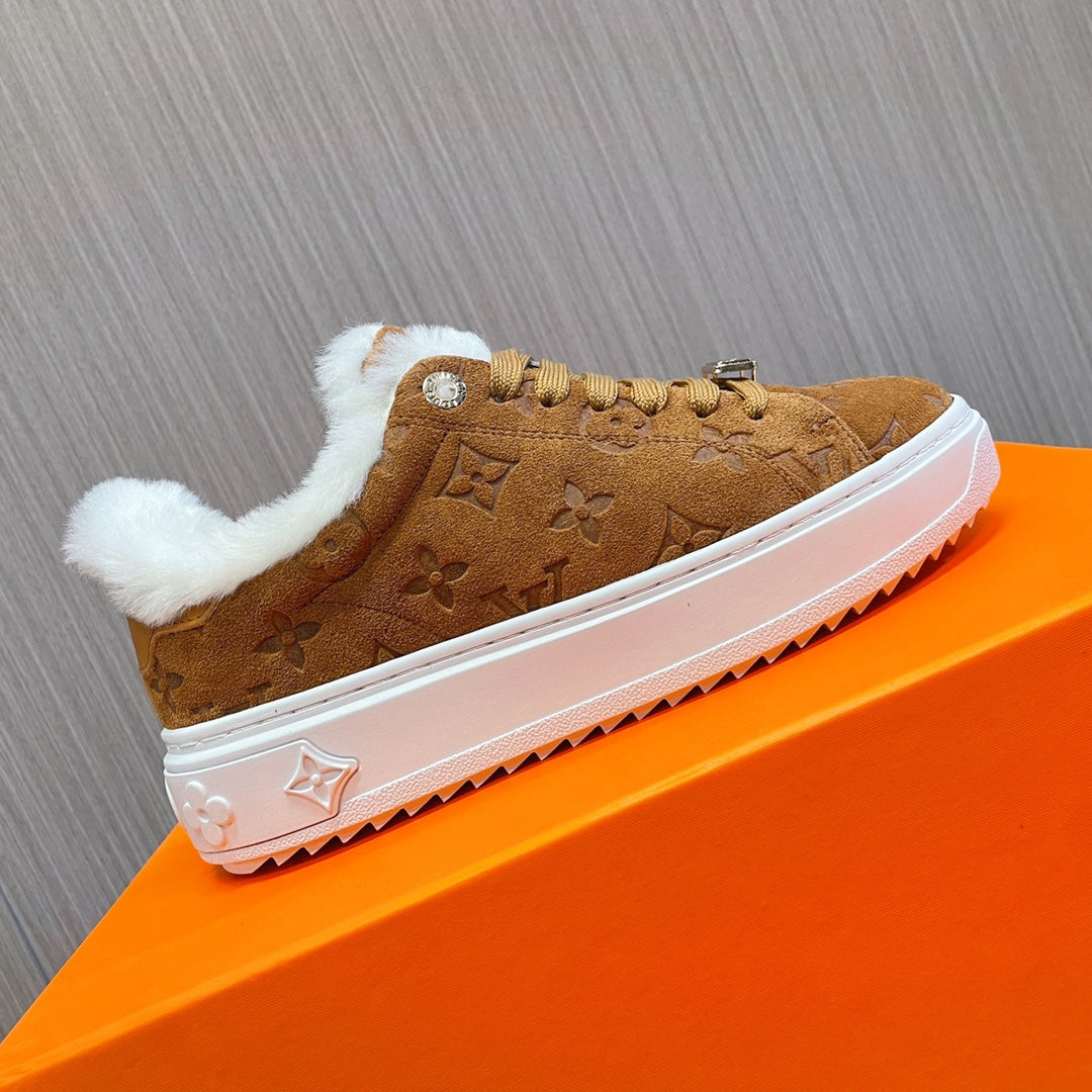 Louis Vuitton Time Out Sneaker 40mm Brown Yellow Monogram Suede