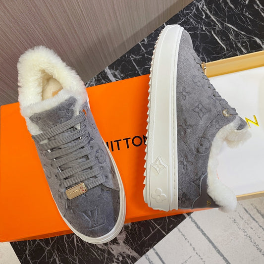 Louis Vuitton Time Out Sneaker 40mm Grey Monogram Suede