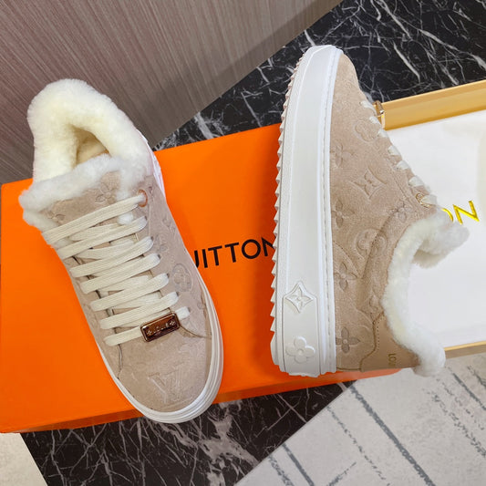Louis Vuitton Time Out Sneaker 40mm Beige Monogram Suede