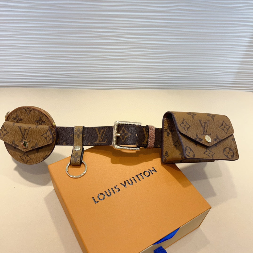 Louis Vuitton Daily Multi Pocket 30mm Belt Bag Light Brown Leather