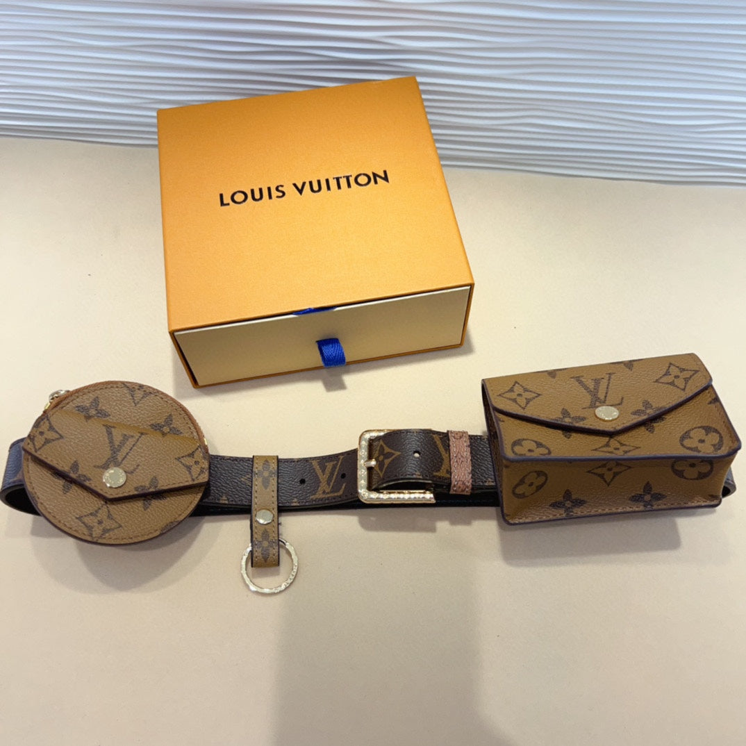Louis Vuitton Daily Multi Pocket 30mm Belt Bag Light Brown Leather