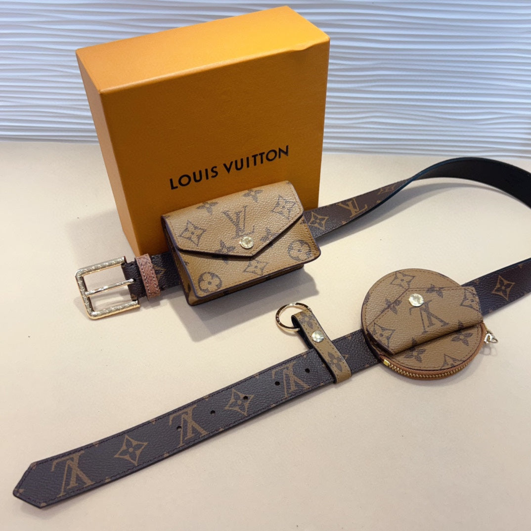 Louis Vuitton Daily Multi Pocket 30mm Belt Bag Light Brown Leather