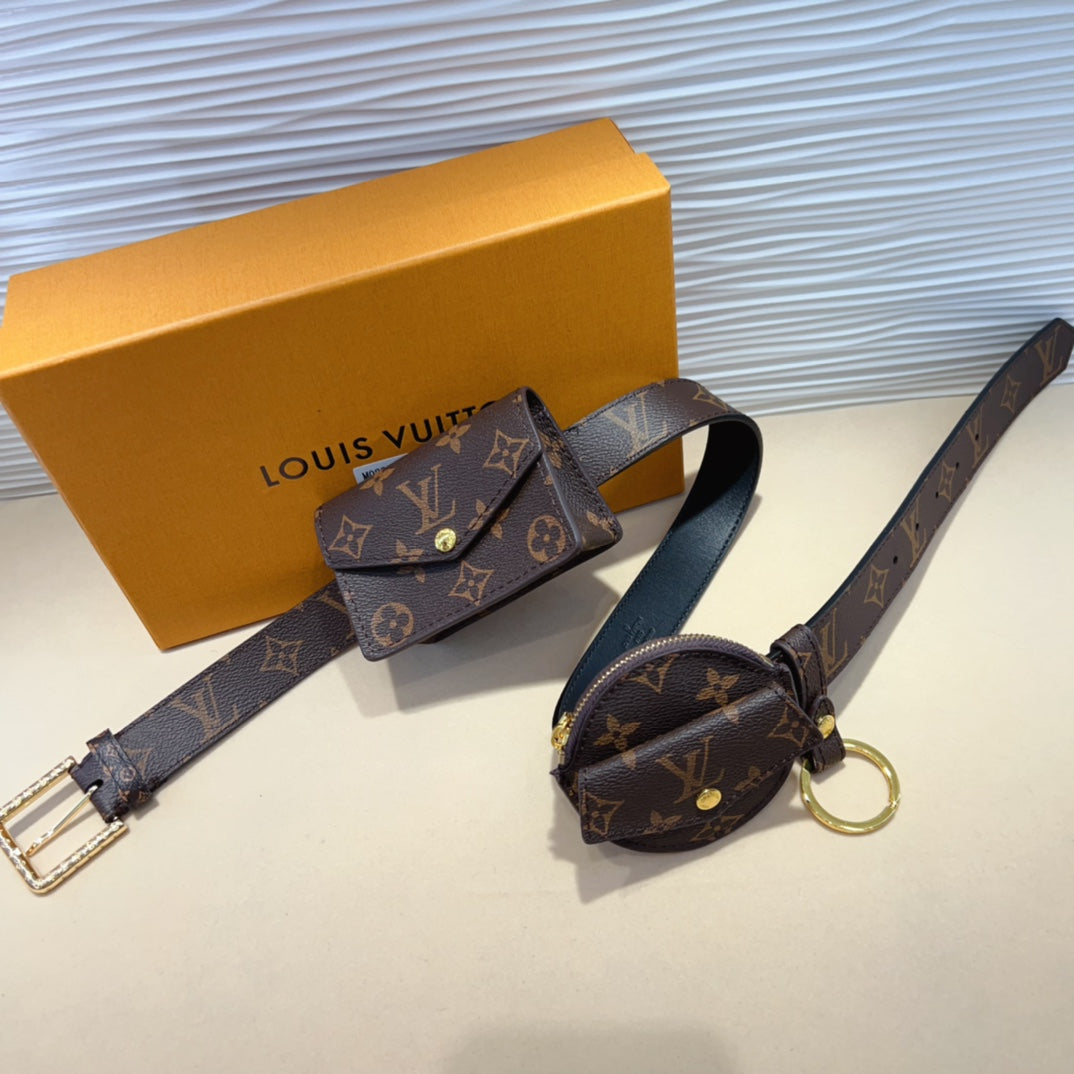 Louis Vuitton Daily Multi Pocket 30mm Belt Bag Brown Leather