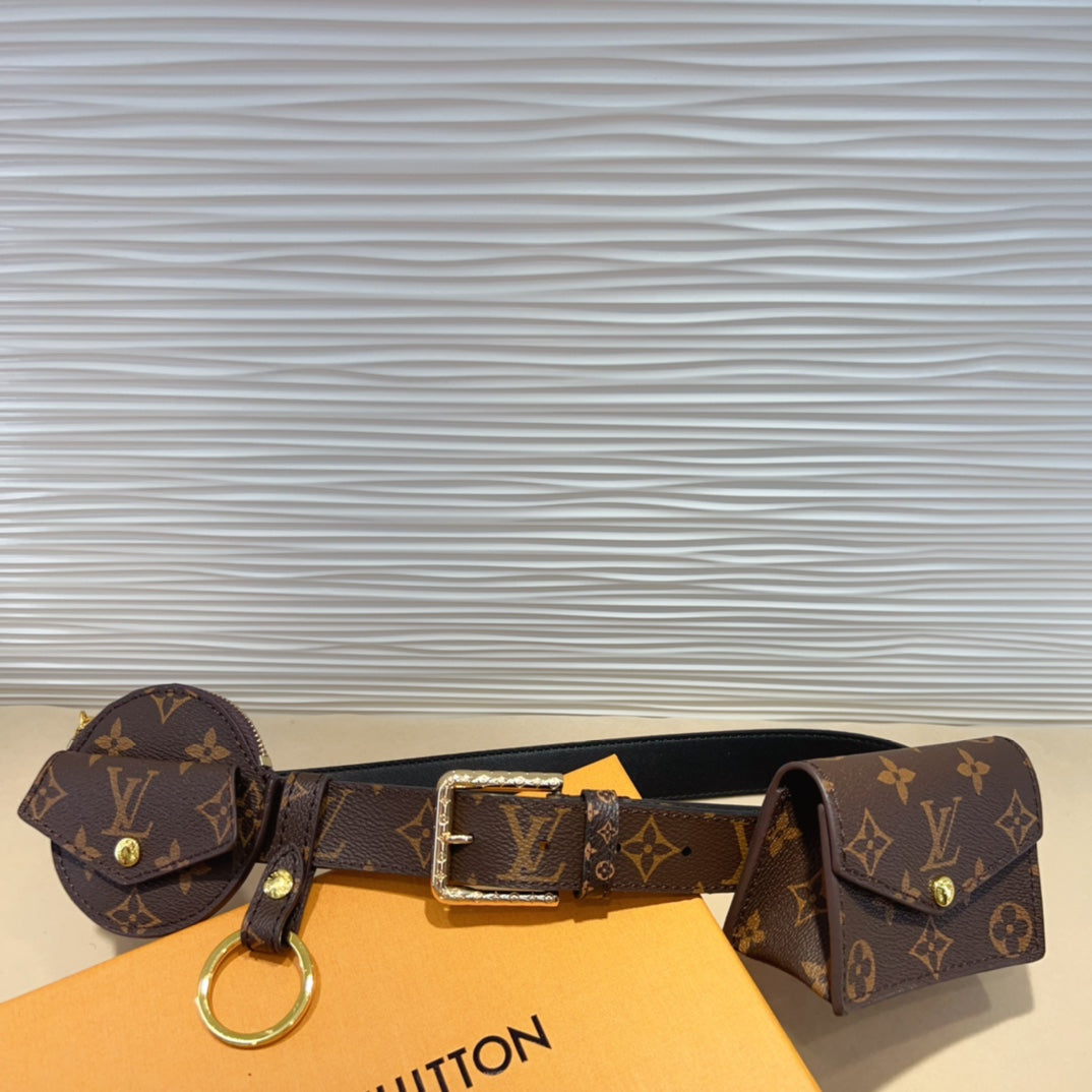 Louis Vuitton Daily Multi Pocket 30mm Belt Bag Brown Leather