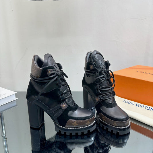 Louis Vuitton Star Trail Ankle Boot 90mm Black Cowhide Mix Suede