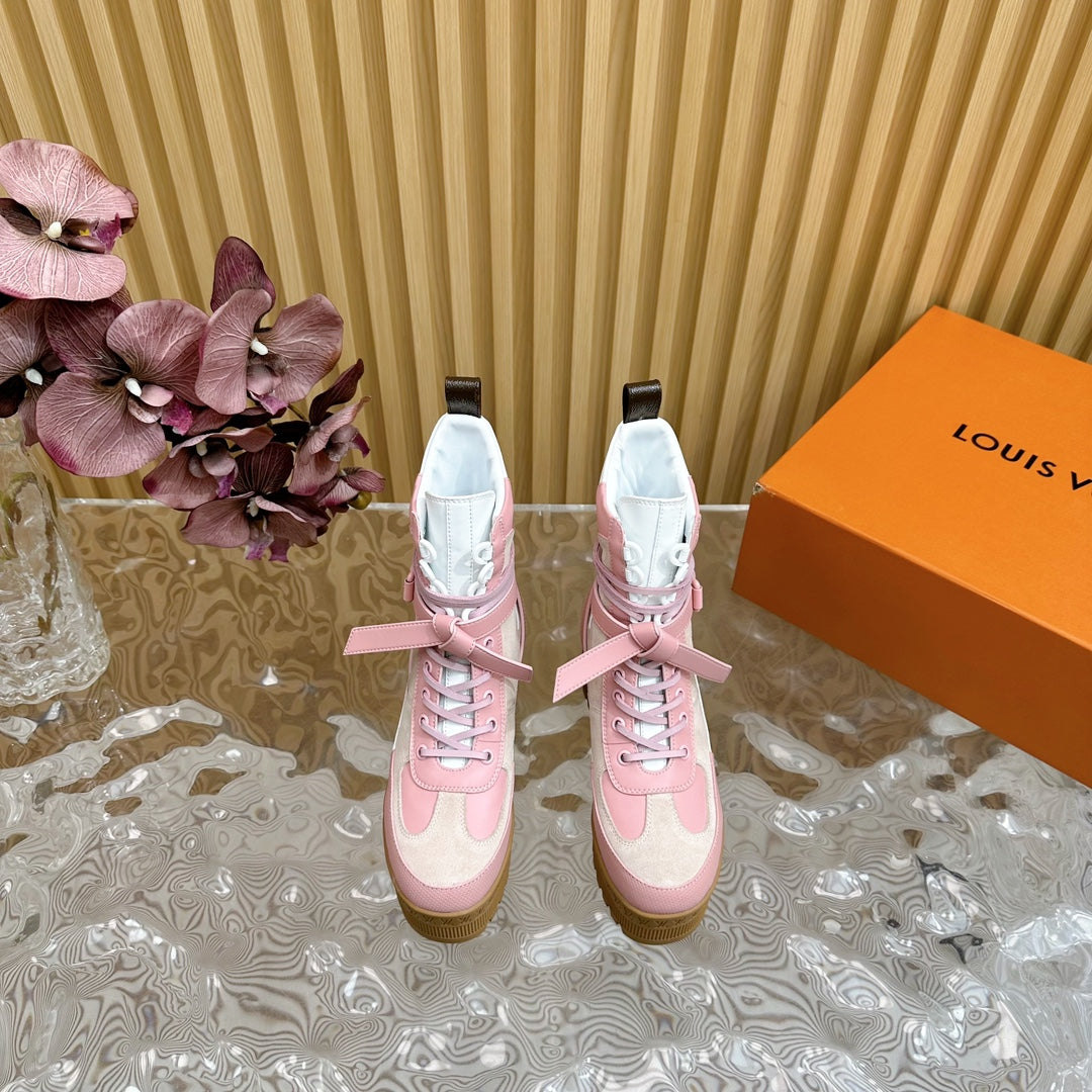Louis Vuitton Laureate Platform Desert Boot 70mm Pink Mix Beige Suede
