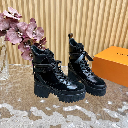 Louis Vuitton Laureate Platform Desert Boot 70mm Black Suede