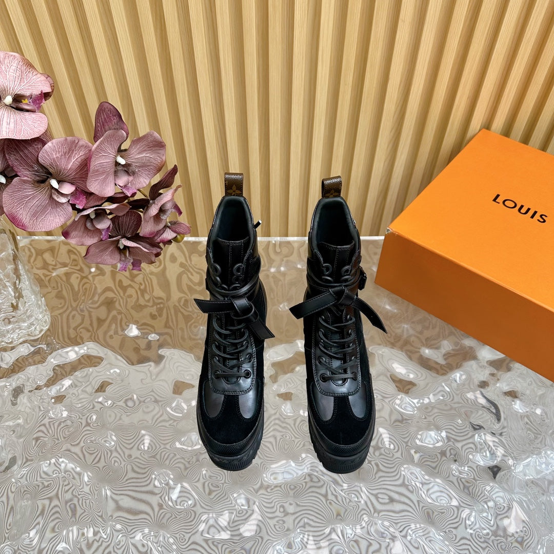 Louis Vuitton Laureate Platform Desert Boot 70mm Black Suede
