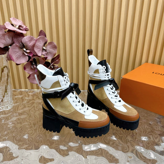 Louis Vuitton Laureate Platform Desert Boot 70mm Brown Yellow Suede