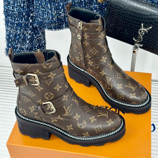 Louis Vuitton Beaubourg Ankle Boot 30mm Dark Brown Monogram Calfskin