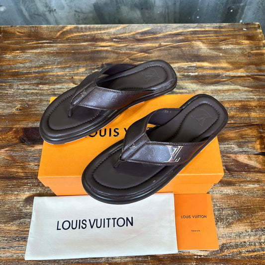 Louis Vuitton THONG SLIPPER IN CHOCOLATE BROWN MONOGRAM CALFSKIN