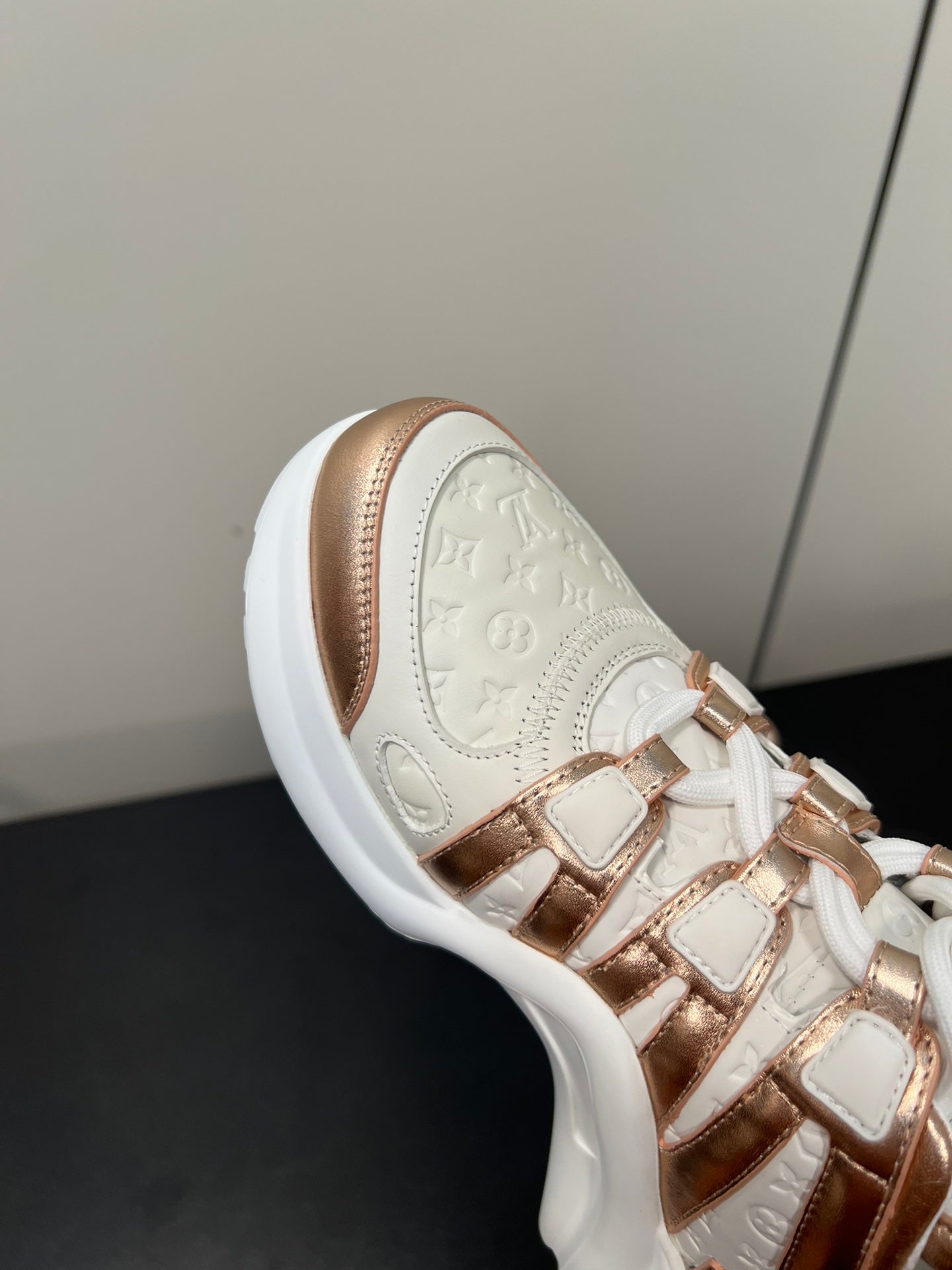 Louis Vuitton Archlight Sneaker 50mm White Mix Metallic Bronze Monogram Cowhide